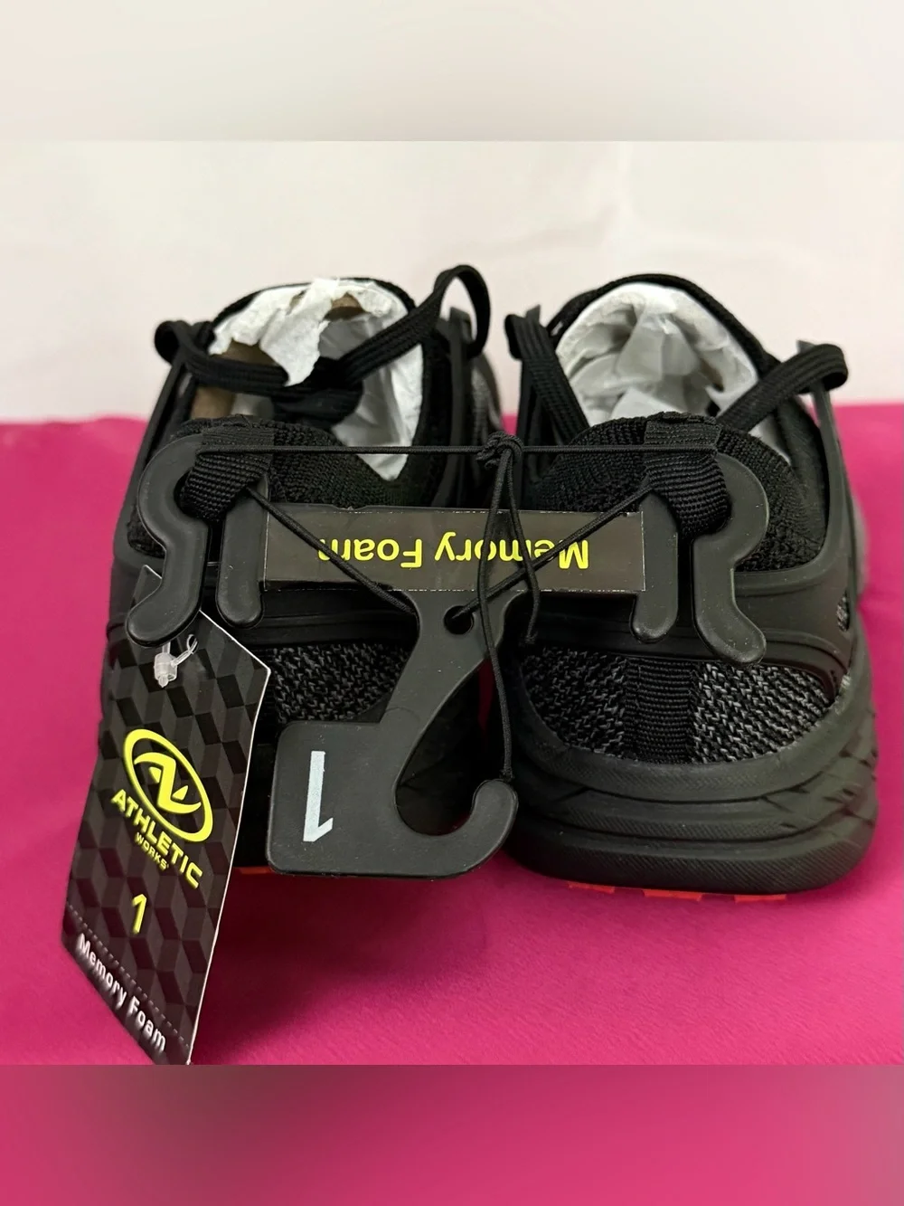 Athletic Works Unisex Black &Gray Knit Sneakers w/ Memory Foam Insole Kids 1 NWT - Picture 9 of 11